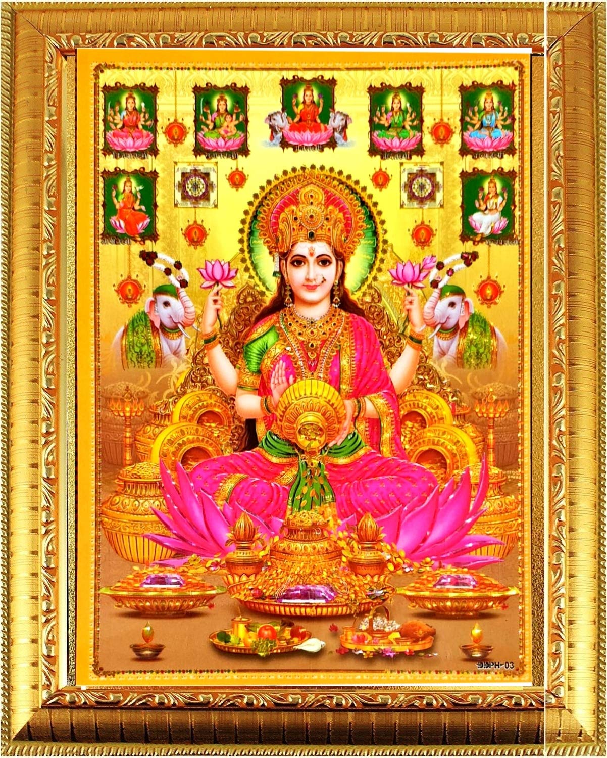 Suninow Goddess Asht Laxmi Photo Frame For Pooja | Hindu Bhagwan Devi Devta Photo | God Photo Frames | Wall D?Cor Photo Frame |